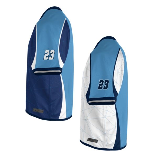 Light Blue and White Lacrosse V Neck Jerseys - Image 3