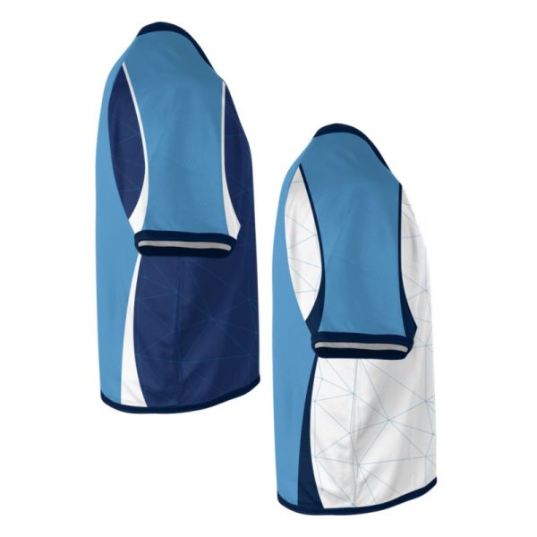Light Blue and White Lacrosse V Neck Jerseys - Image 4