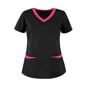 Black Scrubs with Pink Collars
