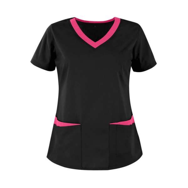 Black Scrubs with Pink Collars