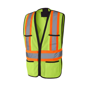 Green Vest in Open Mesh with Reflectors