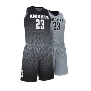 Black and Gray Basketball Uniform Series Full V-Neck