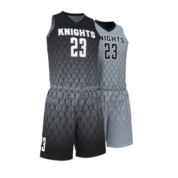 Black and Gray Basketball Uniform Series Full V-Neck