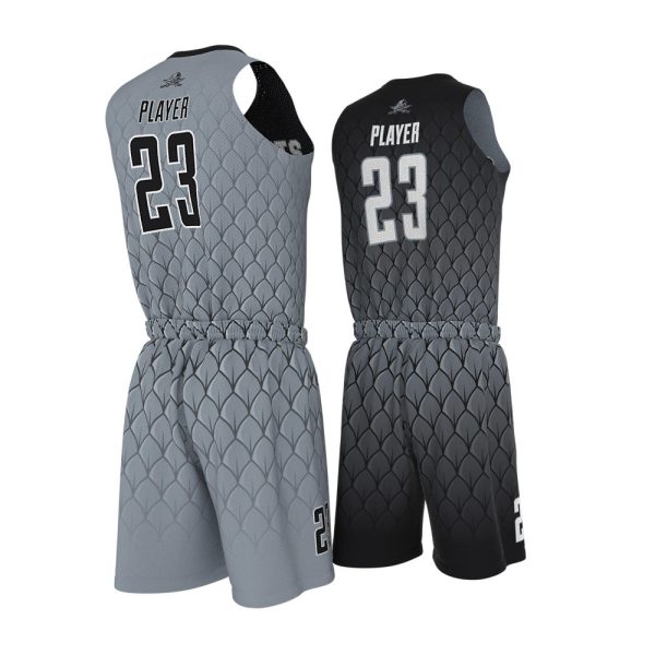 Black and Gray Basketball Uniform Series Full V-Neck - Image 2