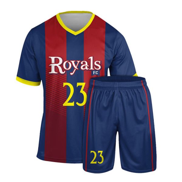 Blue and Red Soccer Uniforms