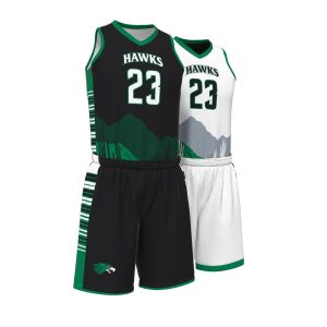 Green and White Basketball Uniform Series Full V-Neck