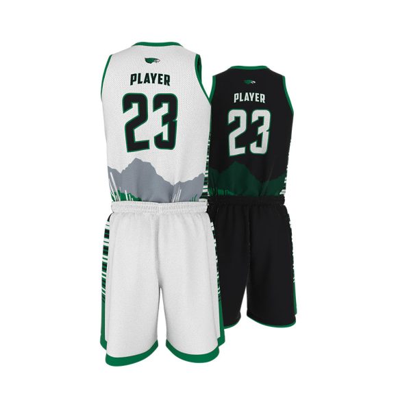 Green and White Basketball Uniform Series Full V-Neck - Image 5
