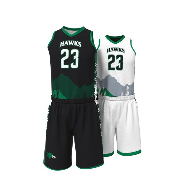 Green and White Basketball Uniform Series Full V-Neck - Image 4