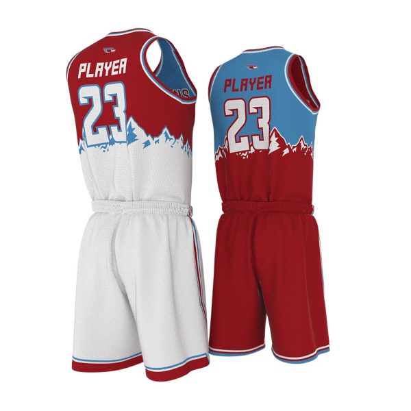 Men's Red and White Basketball Uniform Series Full V-Neck - Image 5