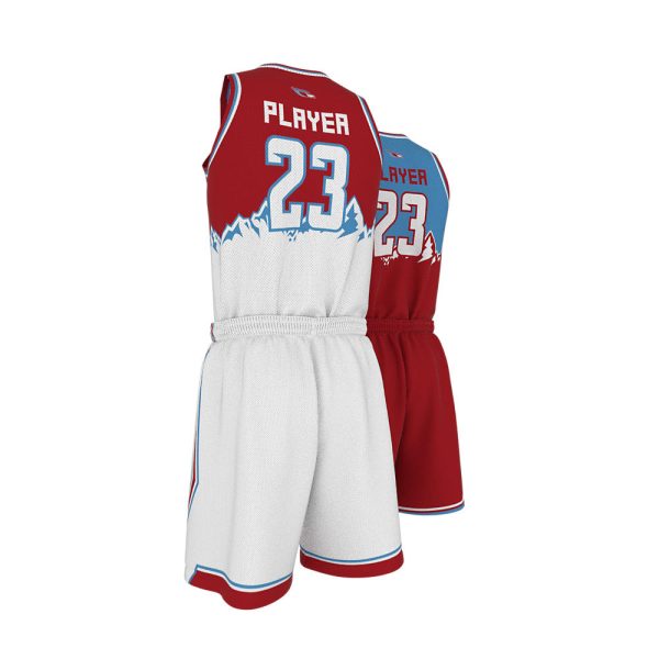 Men's Red and White Basketball Uniform Series Full V-Neck - Image 2